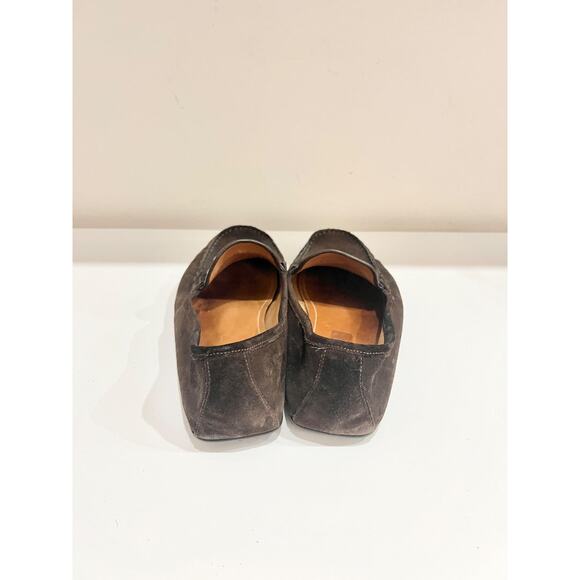 Gucci Suede Web Horsebit Driver Loafers Shoes Cocoa/Green and Red Stripe Mens 11